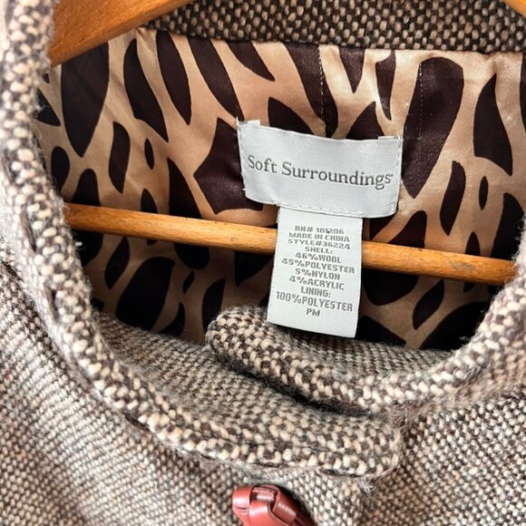 Soft Surroungings Brown Wool Blend Tweed Coat Size PM - Picture 2 of 7